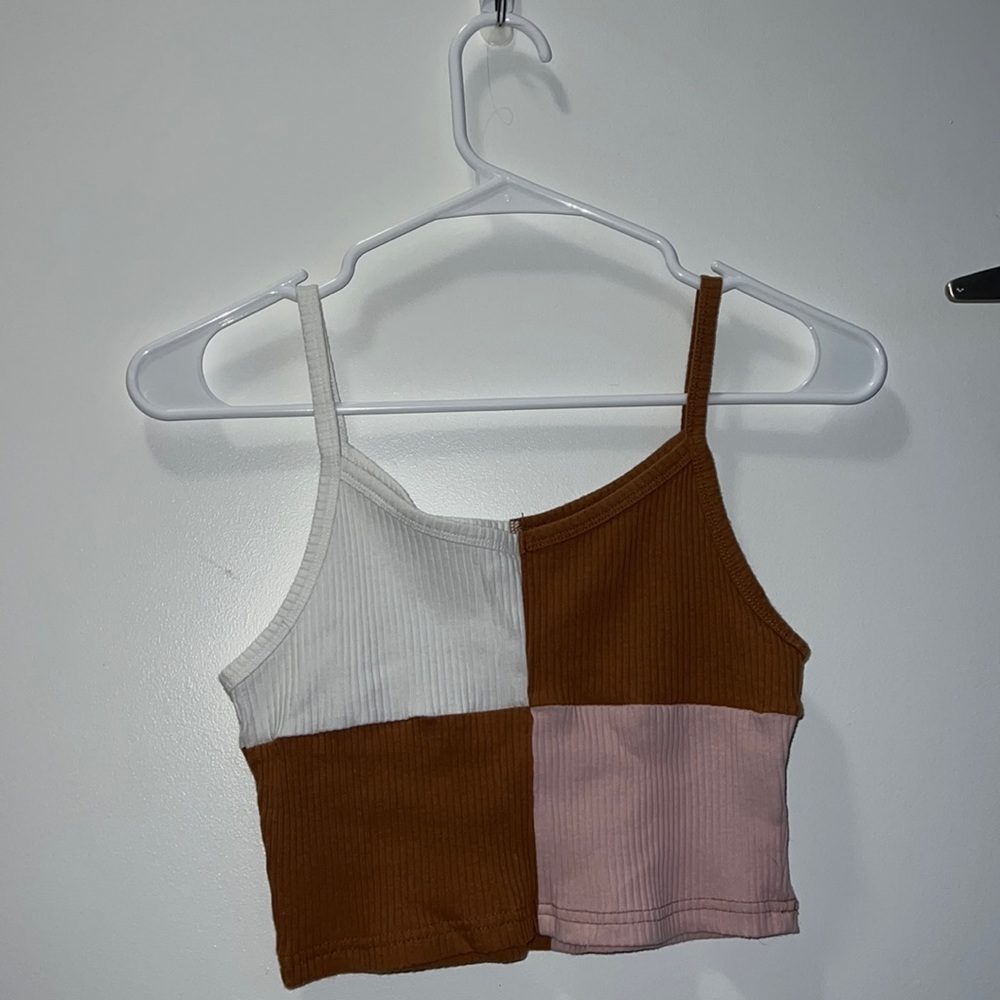 Brown white and pink cropped tank. Rarely worn.